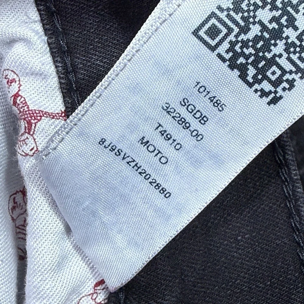 True Religion Jeans Mens 38x33 Black Moto Stretch Denim Tapered Retro Biker Y2K